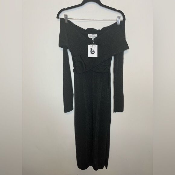 L'Academie  Lillia Knit Dress Black M - Picture 3 of 8